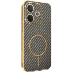 Phonesta Luxury Carbon Fiber Back Cover hoesje met MagSafe voor Oppo A5 Pro - Bruin
