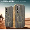 Phonesta Luxury Carbon Fiber Back Cover hoesje met MagSafe voor Oppo A5/A5m - Bruin 4