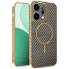 Phonesta Luxury Carbon Fiber Back Cover hoesje met MagSafe voor Oppo Reno14 - Bruin 0