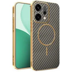 Phonesta Luxury Carbon Fiber Back Cover hoesje met MagSafe voor Oppo Reno14 - Bruin