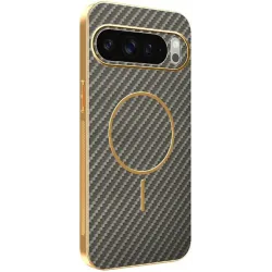 Phonesta Luxury Carbon Fiber Back Cover hoesje met MagSafe voor Google Pixel 10 Pro - Bruin