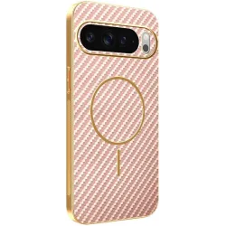 Phonesta Luxury Carbon Fiber Back Cover hoesje met MagSafe voor Google Pixel 10 Pro XL - Roze