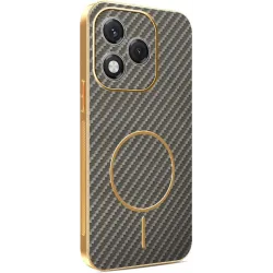 Phonesta Luxury Carbon Fiber Back Cover hoesje met MagSafe voor HONOR 400 Lite - Bruin