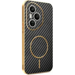 Phonesta Luxury Carbon Fiber Back Cover hoesje met MagSafe voor HONOR 400 Pro - Zwart
