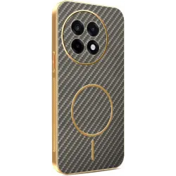 Phonesta Luxury Carbon Fiber Back Cover hoesje met MagSafe voor OnePlus 13R - Bruin