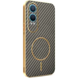 Phonesta Luxury Carbon Fiber Back Cover hoesje met MagSafe voor OnePlus Nord CE 4 Lite - Bruin