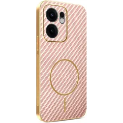 Phonesta Luxury Carbon Fiber Back Cover hoesje met MagSafe voor Oppo Reno13 F 4G/5G / Reno13 FS 5G - Roze