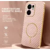 Phonesta Luxury Carbon Fiber Back Cover hoesje met MagSafe voor Oppo Reno13 F 4G/5G / Reno13 FS 5G - Roze 1