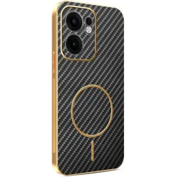 Phonesta Luxury Carbon Fiber Back Cover hoesje met MagSafe voor Oppo Reno13 F 4G/5G / Reno13 FS 5G - Zwart