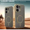 Phonesta Luxury Carbon Fiber Back Cover hoesje met MagSafe voor Oppo Reno13 Pro - Bruin 3