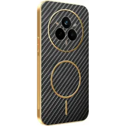 Phonesta Luxury Carbon Fiber Back Cover hoesje met MagSafe voor Realme 14 Pro - Zwart
