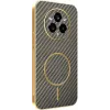 Phonesta Luxury Carbon Fiber Back Cover hoesje met MagSafe voor Realme 14 Pro Plus - Bruin 0