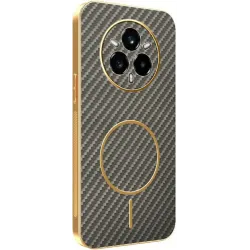 Phonesta Luxury Carbon Fiber Back Cover hoesje met MagSafe voor Realme 14 Pro Plus - Bruin
