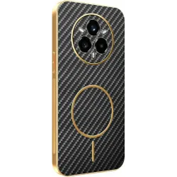 Phonesta Luxury Carbon Fiber Back Cover hoesje met MagSafe voor Realme 14 Pro Plus - Zwart
