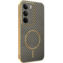 Phonesta Luxury Carbon Fiber Back Cover hoesje met MagSafe voor Realme 14x / C75 - Bruin
