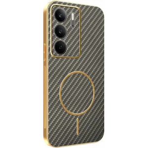 Phonesta Luxury Carbon Fiber Back Cover hoesje met MagSafe voor Realme 14x / C75 - Bruin