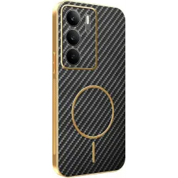 Phonesta Luxury Carbon Fiber Back Cover hoesje met MagSafe voor Realme 14x / C75 - Zwart