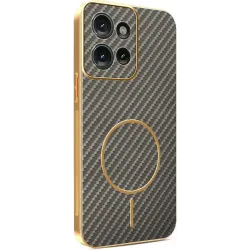 Phonesta Luxury Carbon Fiber Back Cover hoesje met MagSafe voor Motorola Edge 50 - Bruin