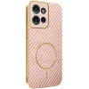 Phonesta Luxury Carbon Fiber Back Cover hoesje met MagSafe voor Motorola Edge 50 - Roze 0