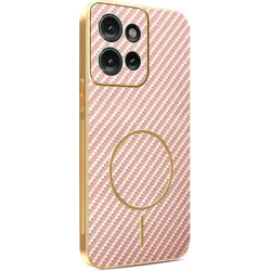 Phonesta Luxury Carbon Fiber Back Cover hoesje met MagSafe voor Motorola Edge 50 - Roze