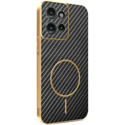 Phonesta Luxury Carbon Fiber Back Cover hoesje met MagSafe voor Motorola Edge 50 - Zwart