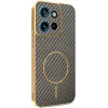 Phonesta Luxury Carbon Fiber Back Cover hoesje met MagSafe voor Motorola Edge 60 Neo/Edge 50 Neo / ThinkPhone 25 - Bruin