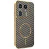 Phonesta Luxury Carbon Fiber Back Cover hoesje met MagSafe voor Motorola Edge 50 Ultra - Bruin 0