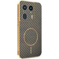 Phonesta Luxury Carbon Fiber Back Cover hoesje met MagSafe voor Motorola Edge 50 Ultra - Bruin