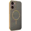 Phonesta Luxury Carbon Fiber Back Cover hoesje met MagSafe voor Motorola Moto G05 / Moto E15 - Bruin 0