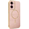 Phonesta Luxury Carbon Fiber Back Cover hoesje met MagSafe voor Motorola Moto G05 / Moto E15 - Roze 0