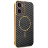 Phonesta Luxury Carbon Fiber Back Cover hoesje met MagSafe voor Motorola Moto G05 / Moto E15 - Zwart 0