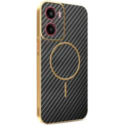 Phonesta Luxury Carbon Fiber Back Cover hoesje met MagSafe voor Motorola Moto G05 / Moto E15 - Zwart