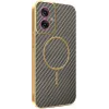 Phonesta Luxury Carbon Fiber Back Cover hoesje met MagSafe voor Motorola Moto G55 - Bruin 0