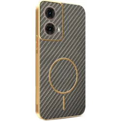 Phonesta Luxury Carbon Fiber Back Cover hoesje met MagSafe voor Motorola Moto G85 - Bruin