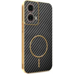 Phonesta Luxury Carbon Fiber Back Cover hoesje met MagSafe voor Motorola Moto G85 - Zwart