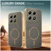 Phonesta Luxury Carbon Fiber Back Cover hoesje met MagSafe voor Xiaomi 14T - Bruin 3