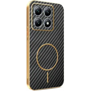 Phonesta Luxury Carbon Fiber Back Cover hoesje met MagSafe voor Xiaomi 14T Pro - Zwart