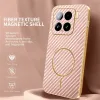 Phonesta Luxury Carbon Fiber Back Cover hoesje met MagSafe voor Xiaomi 15 - Roze 2