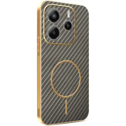 Phonesta Luxury Carbon Fiber Back Cover hoesje met MagSafe voor Xiaomi Redmi Note 14 5G - Bruin