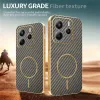 Phonesta Luxury Carbon Fiber Back Cover hoesje met MagSafe voor Xiaomi Redmi Note 14 5G - Bruin 4