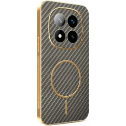 Phonesta Luxury Carbon Fiber Back Cover hoesje met MagSafe voor Xiaomi Redmi Note 14 Pro Plus - Bruin