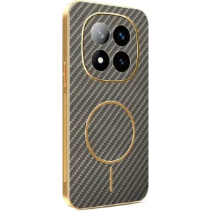Phonesta Luxury Carbon Fiber Back Cover hoesje met MagSafe voor Xiaomi Redmi Note 14 Pro Plus - Bruin