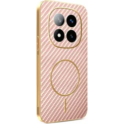 Phonesta Luxury Carbon Fiber Back Cover hoesje met MagSafe voor Xiaomi Redmi Note 14 Pro Plus - Roze