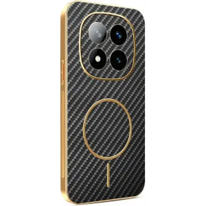 Phonesta Luxury Carbon Fiber Back Cover hoesje met MagSafe voor Xiaomi Redmi Note 14 Pro Plus - Zwart