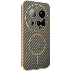 Phonesta Luxury Carbon Fiber Back Cover hoesje met MagSafe voor Xiaomi 15 Ultra - Bruin