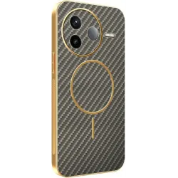 Phonesta Luxury Carbon Fiber Back Cover hoesje met MagSafe voor Xiaomi Poco F7 Pro - Bruin