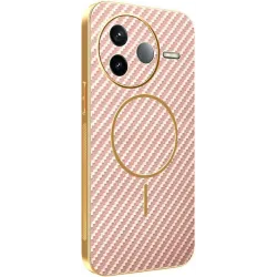 Phonesta Luxury Carbon Fiber Back Cover hoesje met MagSafe voor Xiaomi Poco F7 Pro - Roze