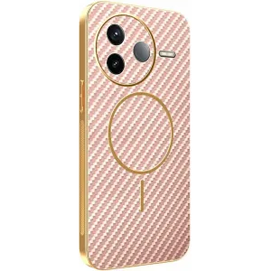Phonesta Luxury Carbon Fiber Back Cover hoesje met MagSafe voor Xiaomi Poco F7 Pro - Roze