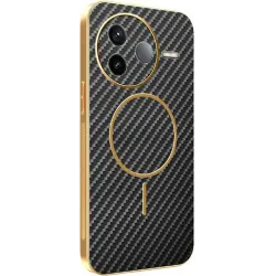 Phonesta Luxury Carbon Fiber Back Cover hoesje met MagSafe voor Xiaomi Poco F7 Pro - Zwart