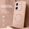 Phonesta Luxury Carbon Fiber Back Cover hoesje met MagSafe voor Xiaomi Poco M7 Pro - Roze 2